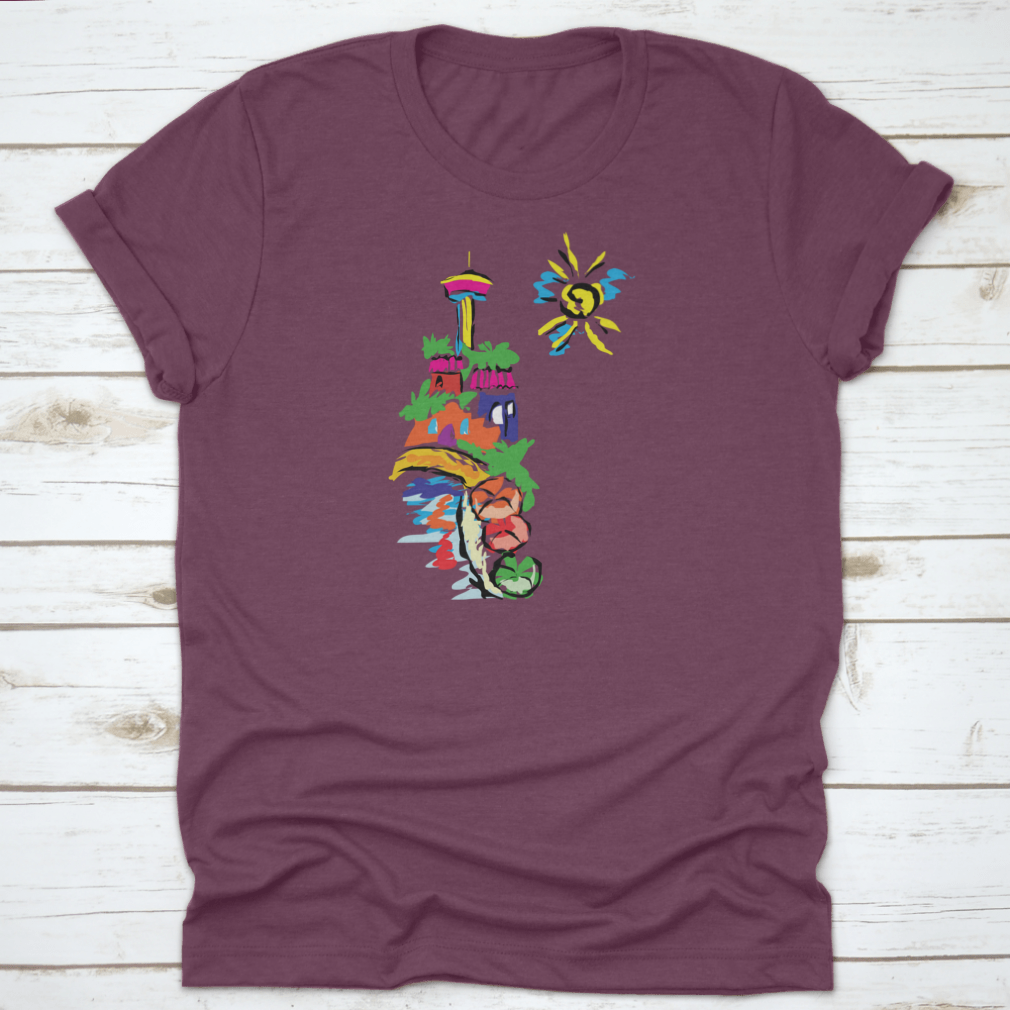 Colorful paint design T-shirt featuring San Antonio Texas, showcasing vibrant colors and artistic representation.