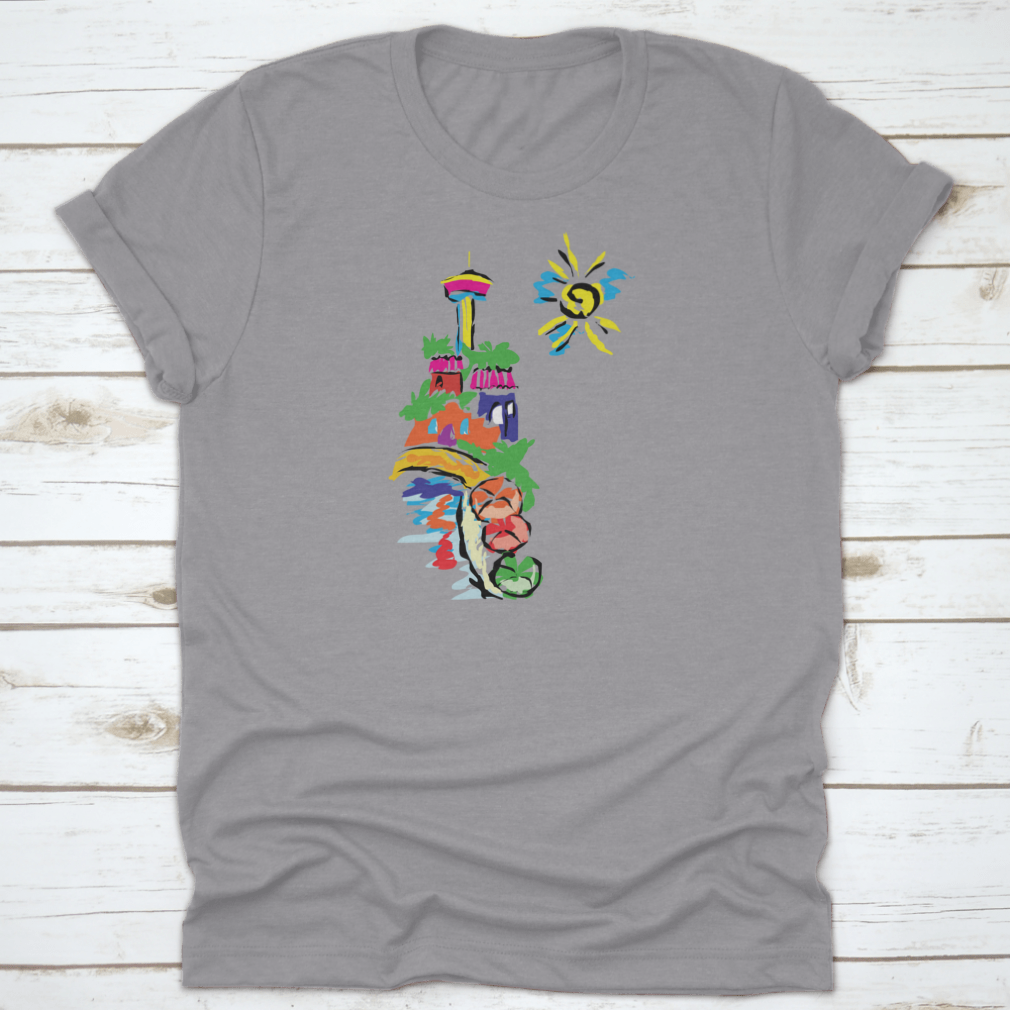 Colorful paint design T-shirt featuring San Antonio Texas, showcasing vibrant colors and artistic representation.