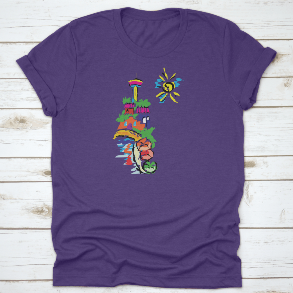 Colorful paint design T-shirt featuring San Antonio Texas, showcasing vibrant colors and artistic representation.