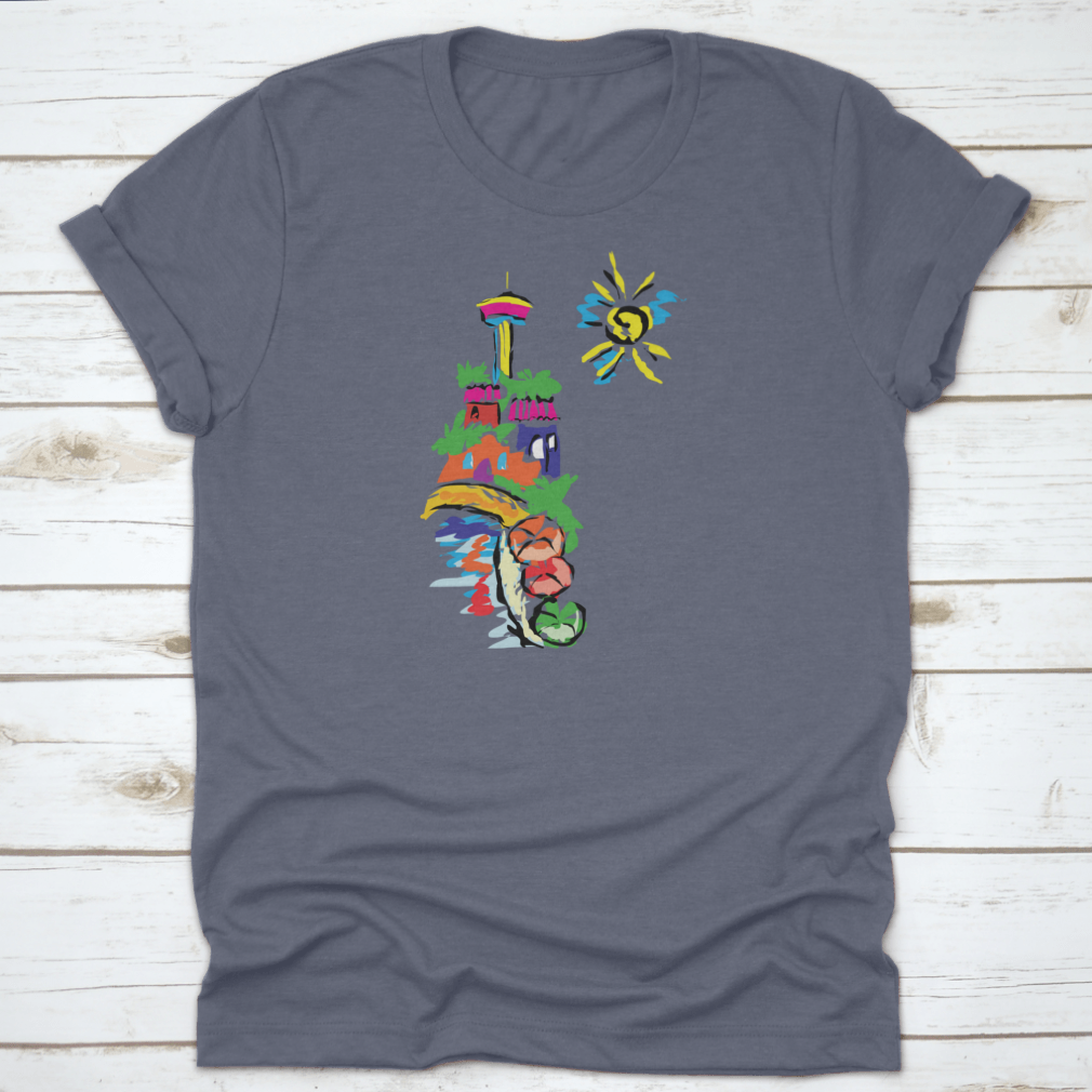 Colorful paint design T-shirt featuring San Antonio Texas, showcasing vibrant colors and artistic representation.