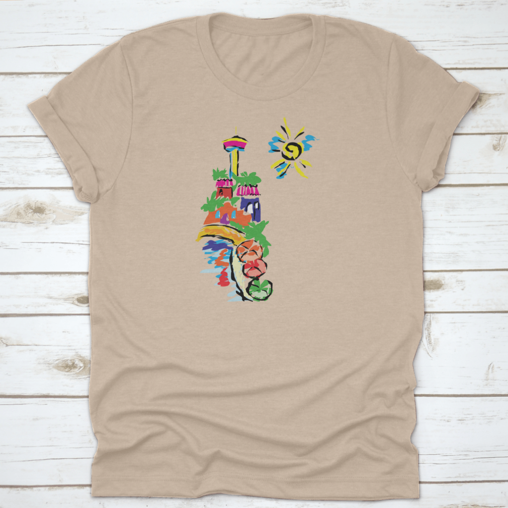 Colorful paint design T-shirt featuring San Antonio Texas, showcasing vibrant colors and artistic representation.