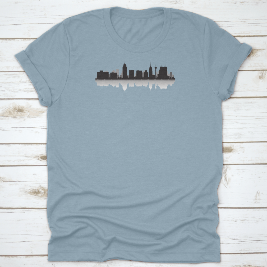 San Antonio skyline silhouette vector illustration design on a stylish garment, showcasing iconic city landmarks.