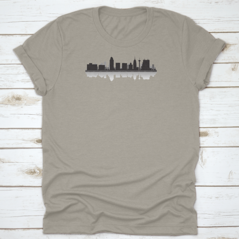 San Antonio skyline silhouette vector illustration design on a stylish garment, showcasing iconic city landmarks.
