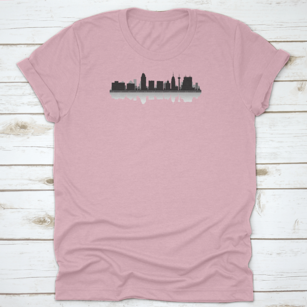 San Antonio skyline silhouette vector illustration design on a stylish garment, showcasing iconic city landmarks.