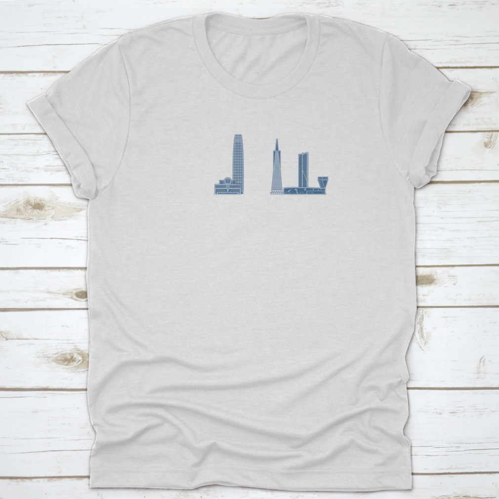 Line art vector illustration of San Francisco featuring iconic landmarks and cityscape in a minimalist style.