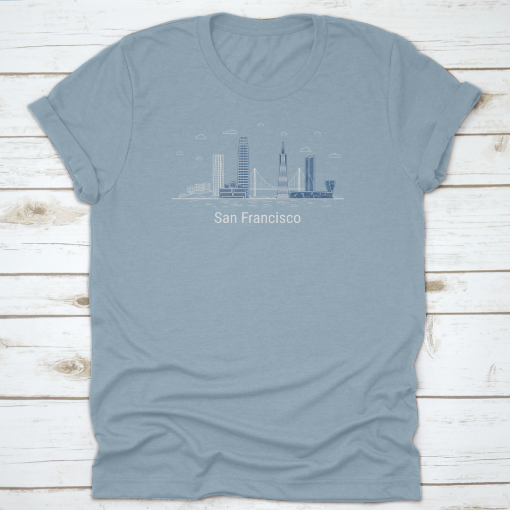 Line art vector illustration of San Francisco featuring iconic landmarks and cityscape in a minimalist style.