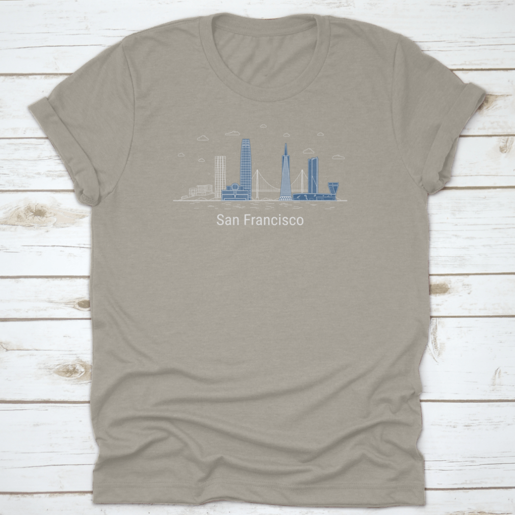 Line art vector illustration of San Francisco featuring iconic landmarks and cityscape in a minimalist style.