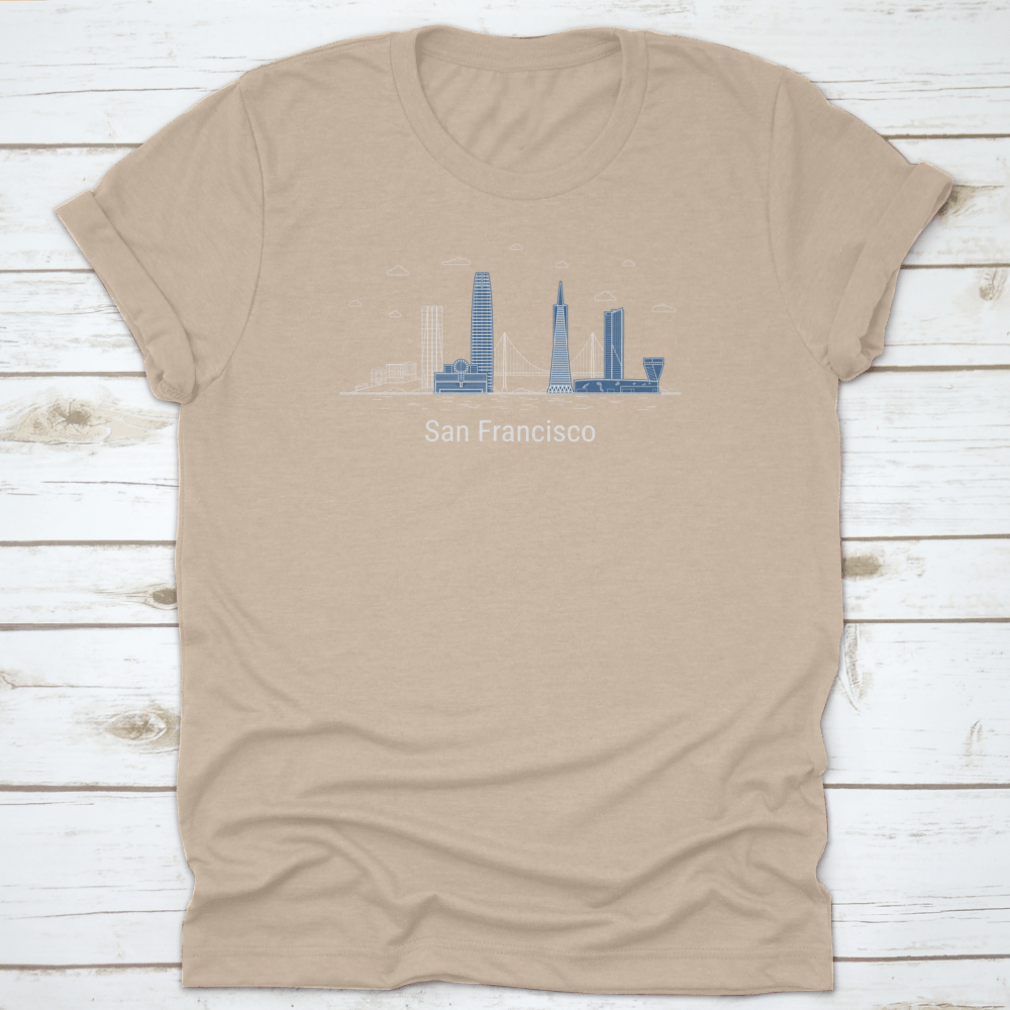 Line art vector illustration of San Francisco featuring iconic landmarks and cityscape in a minimalist style.