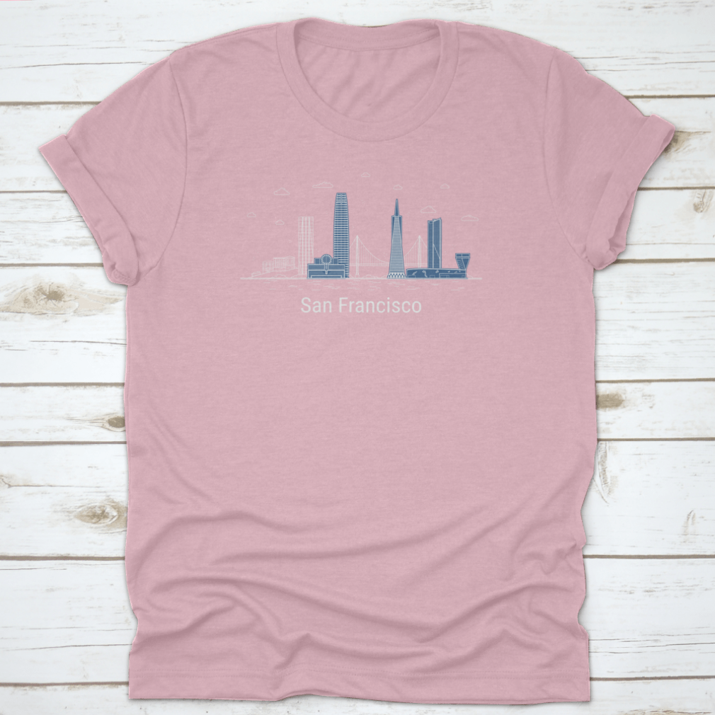 Line art vector illustration of San Francisco featuring iconic landmarks and cityscape in a minimalist style.