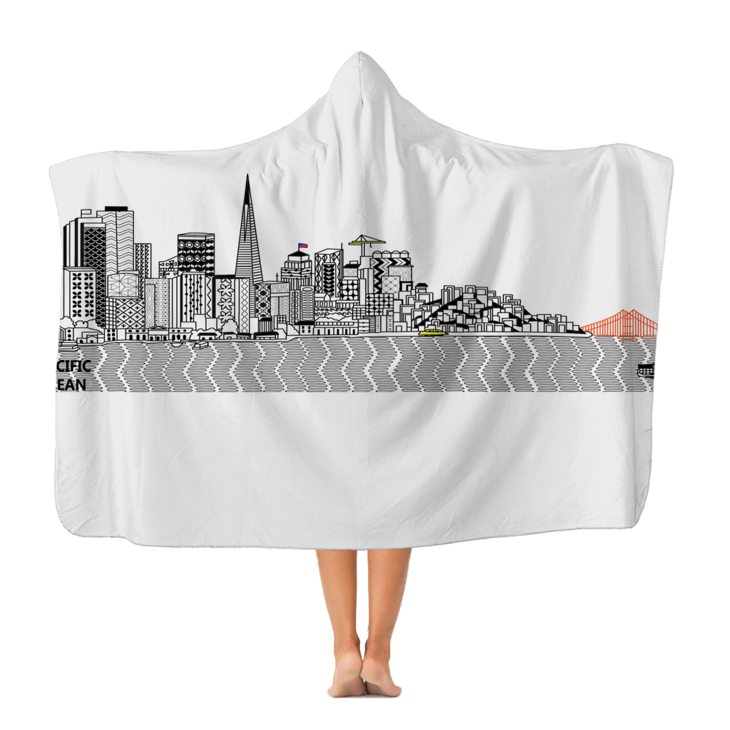 San Francisco Towel Premium Adult Hooded Blanket in vibrant colors, showcasing its soft fleece material and cozy hood design.