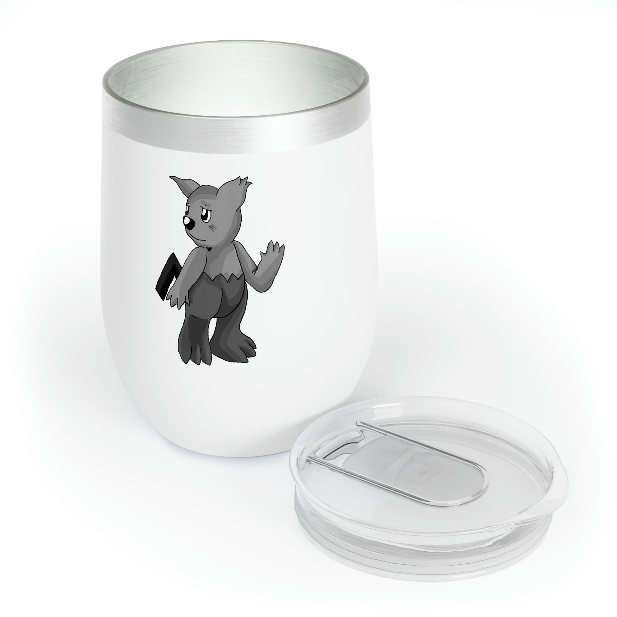 Sarcoot Chill Wine Tumbler in stainless steel with a customizable design, perfect for keeping drinks hot or cold.