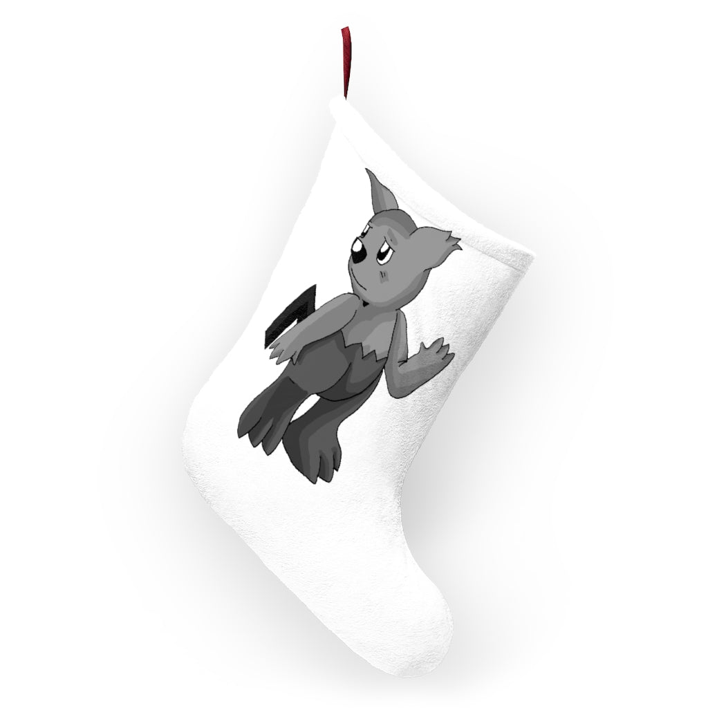 A cozy Sarcoot Christmas Stocking made of soft polyester fleece, featuring a festive design and a twill ribbon hanging loop.