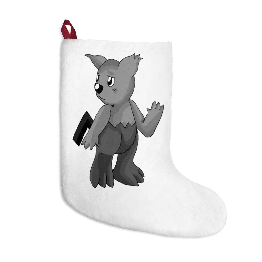 A cozy Sarcoot Christmas Stocking made of soft polyester fleece, featuring a festive design and a twill ribbon hanging loop.