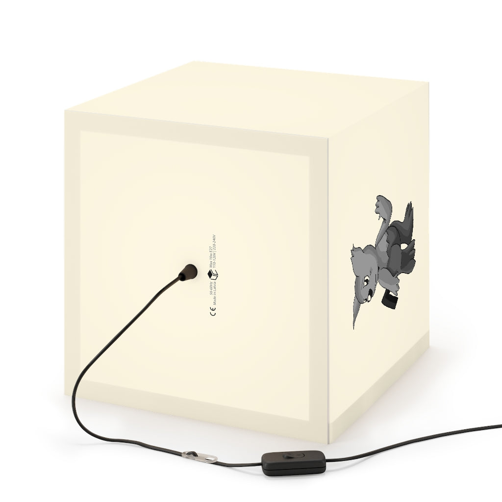 A stylish Sarcoot Personalized Lamp in a unique cube design, showcasing its lightweight structure and customizable features, perfect for any indoor setting.