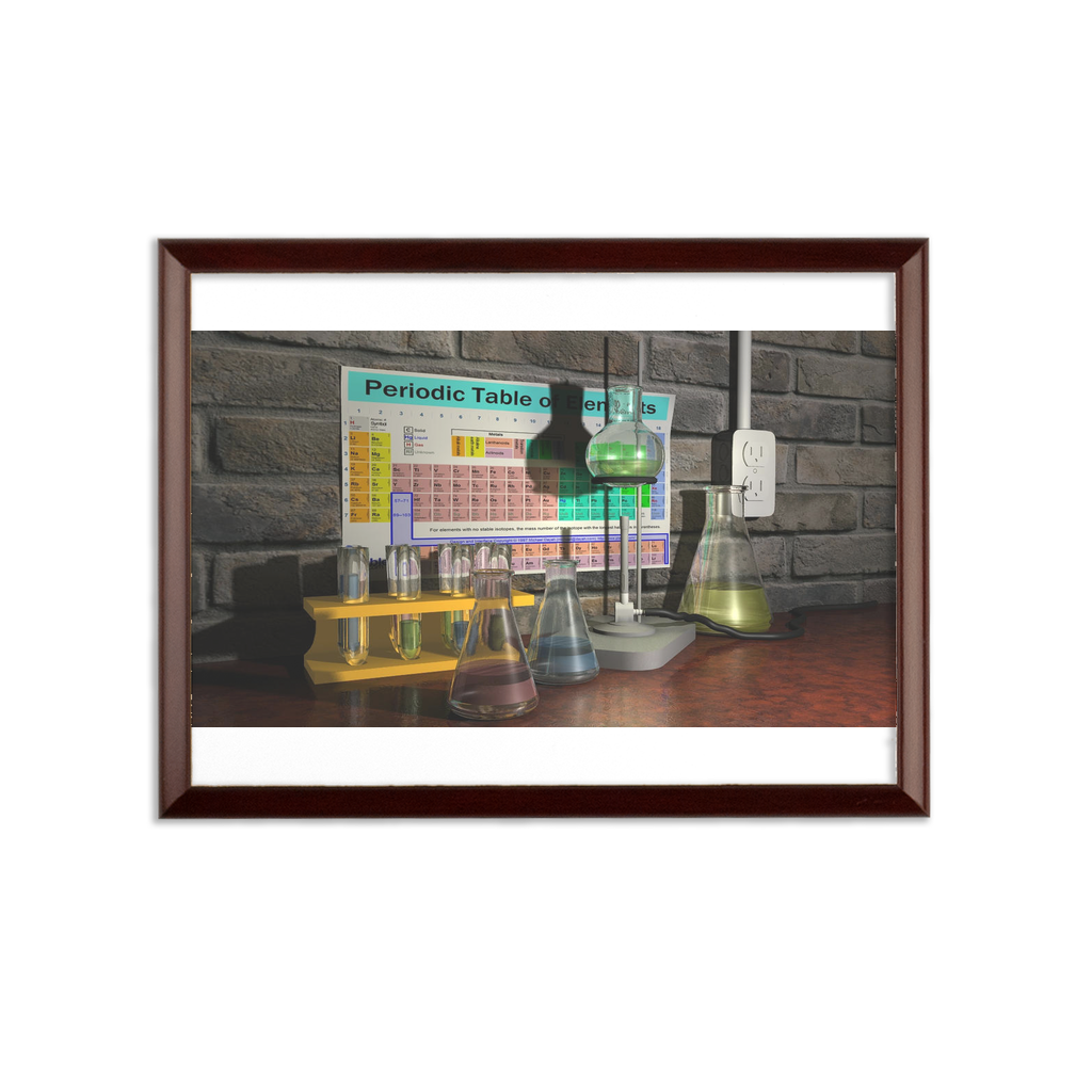 ScienceScene Sublimation Wall Plaque with ogee shaped edge in brown frame and white printable surface, available in multiple sizes.