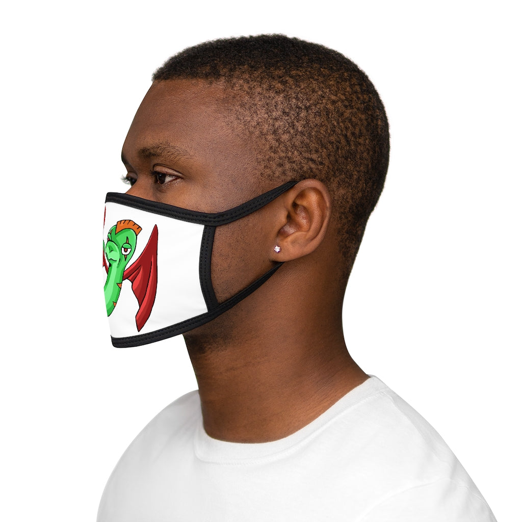 Screech Mixed-Fabric Face Mask featuring a black outer edge and earloops, with a stylish design suitable for everyday use.