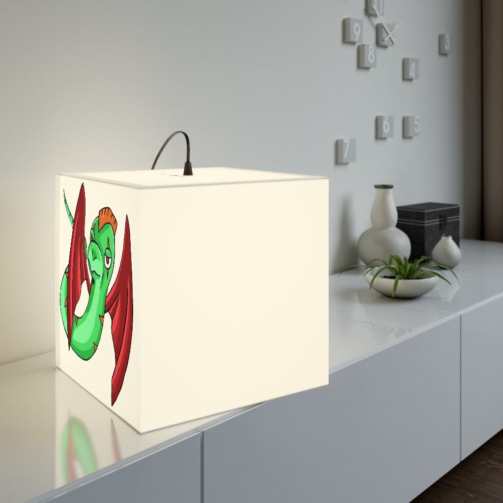 A stylish Screech Personalized Lamp in a cube shape, showcasing its unique design and lightweight material, perfect for indoor decor.