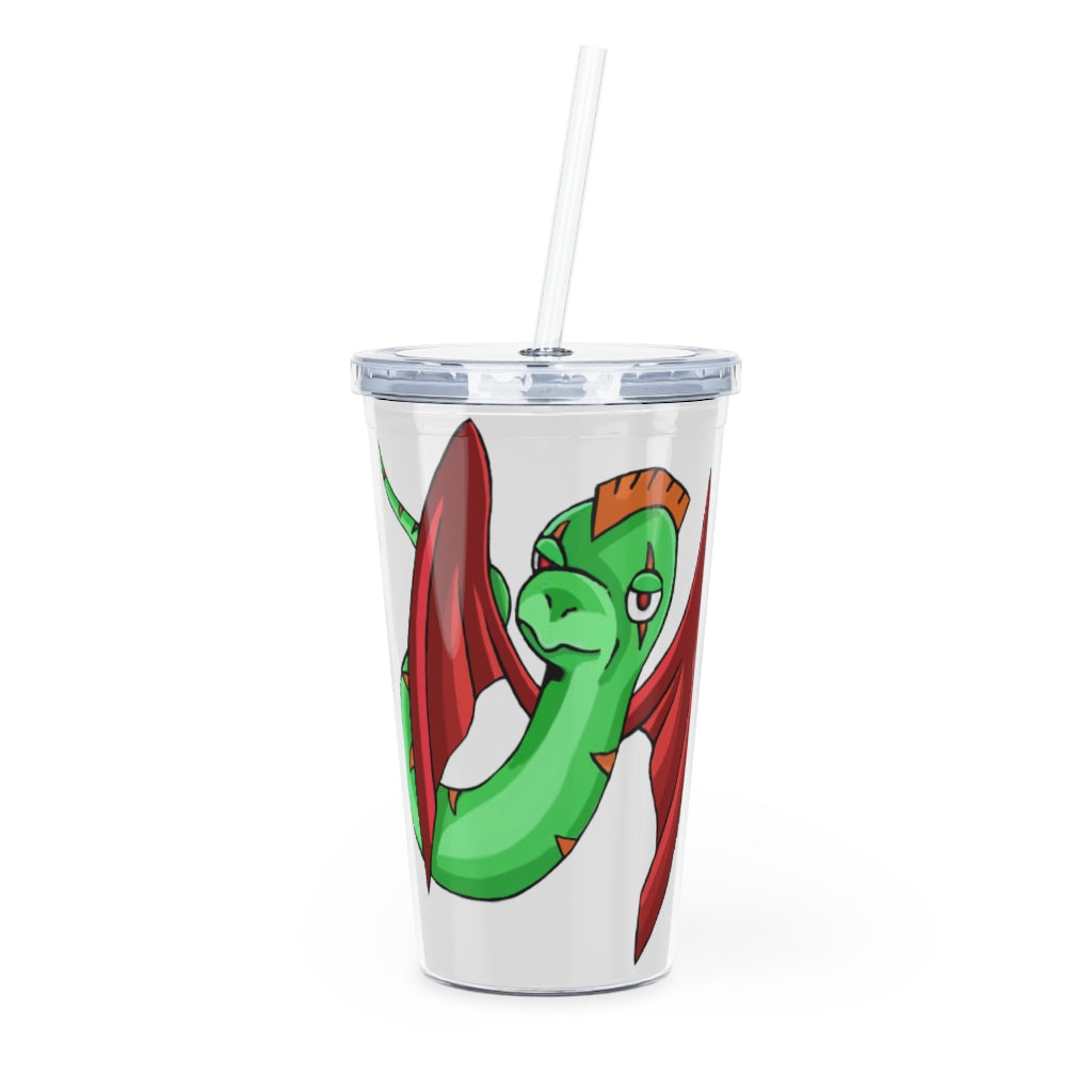 Screech Plastic Tumbler with Straw, featuring a customizable design, lid, and reusable straw, perfect for drinks at events.