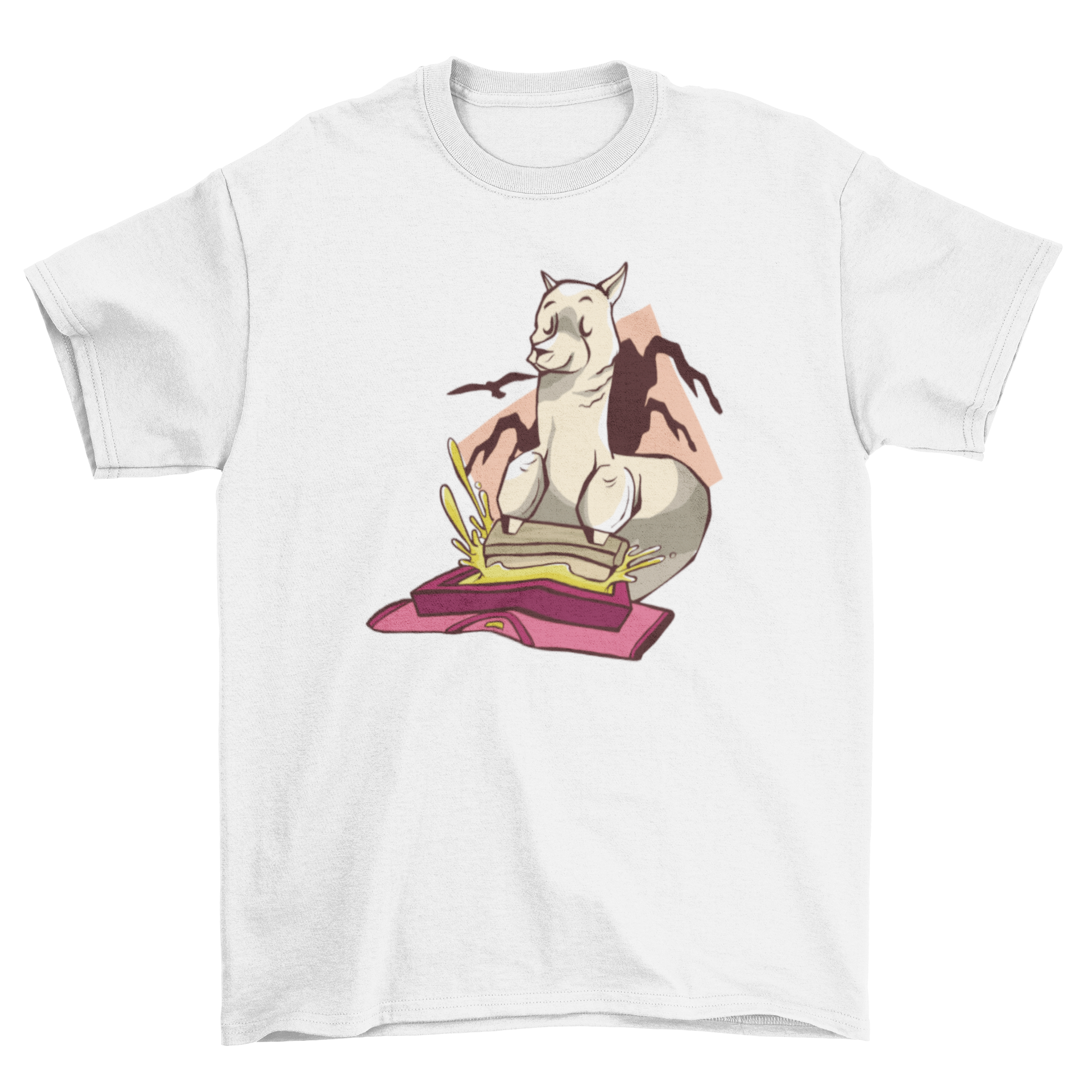 A stylish Screen Printing Llama T-Shirt featuring a colorful llama graphic creating graphic tees.