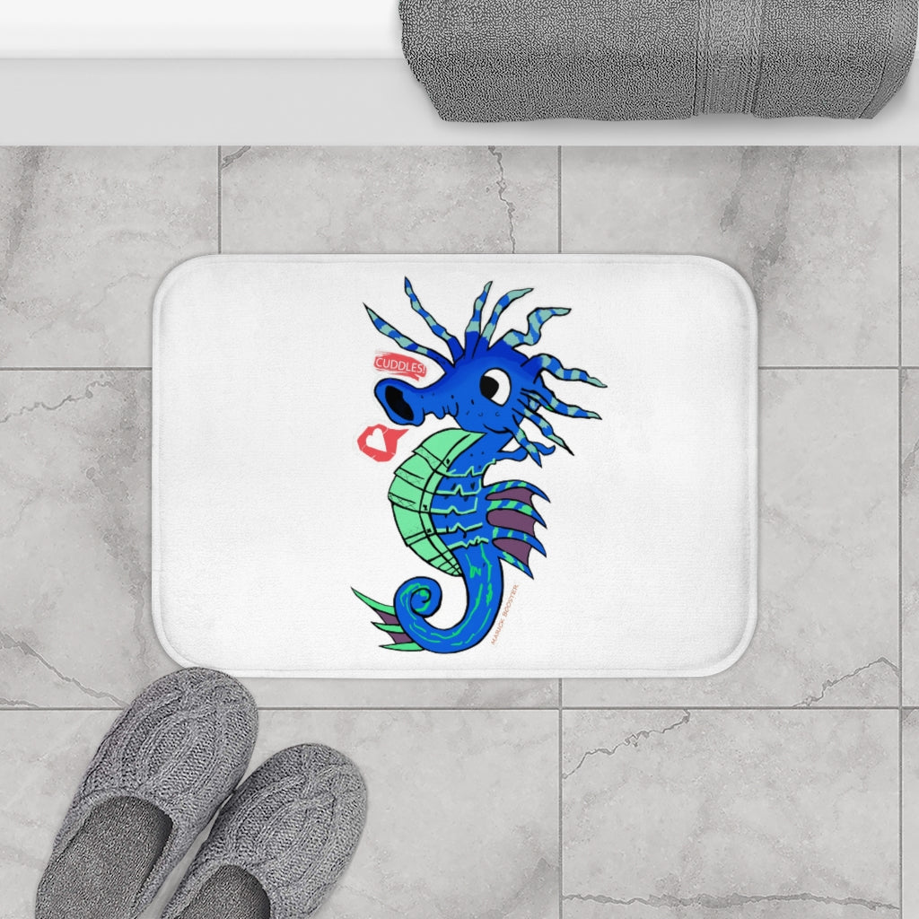 Scribblers the Seahorse Bath Mat featuring a colorful seahorse design with anti-slip backing, perfect for bathroom safety and decor.