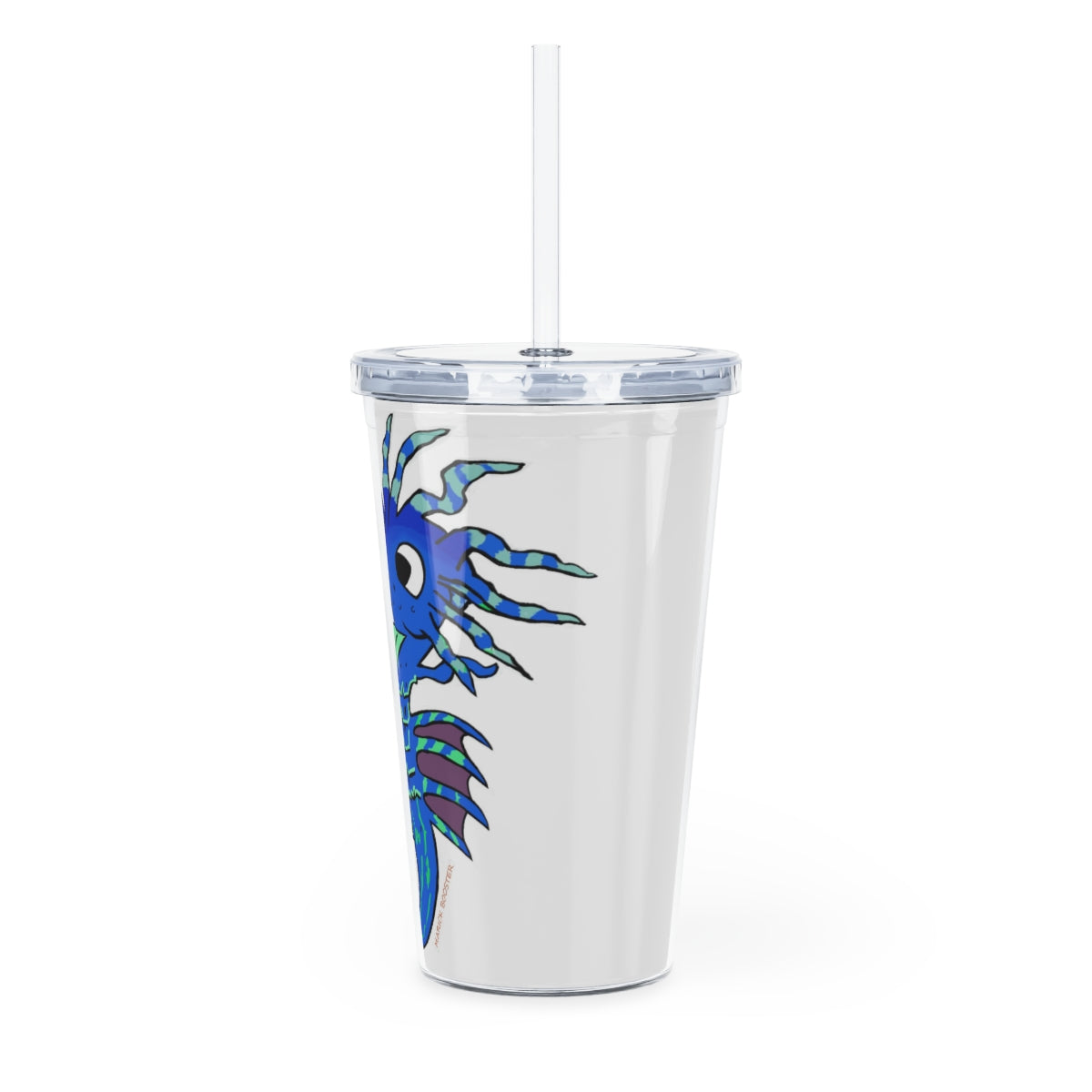 Scribblers Seahorse Plastic Tumbler with Straw, featuring a vibrant seahorse design and a lid for mess-free drinking.