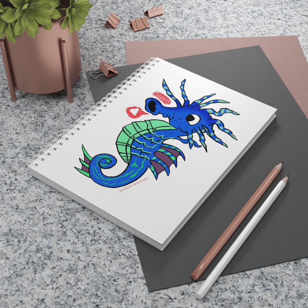 Scribblers Seahorse Spiral Notebook with customizable covers and wide-ruled pages, featuring a semi-gloss laminated finish.