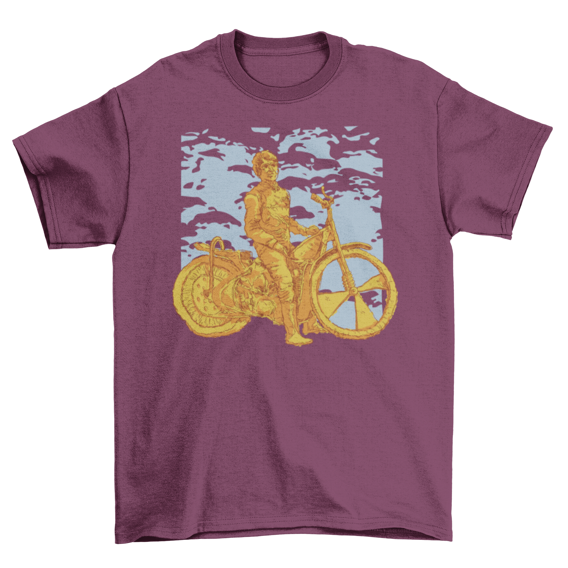 A detailed sculpture of a man wearing a bike t-shirt, riding a bicycle, showcasing dynamic movement and artistic craftsmanship.