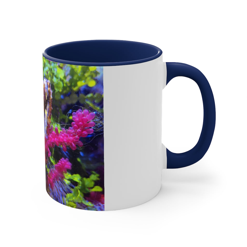 Seahorse Accent Coffee Mug with colorful interior and C-handle, showcasing a vibrant two-tone design.