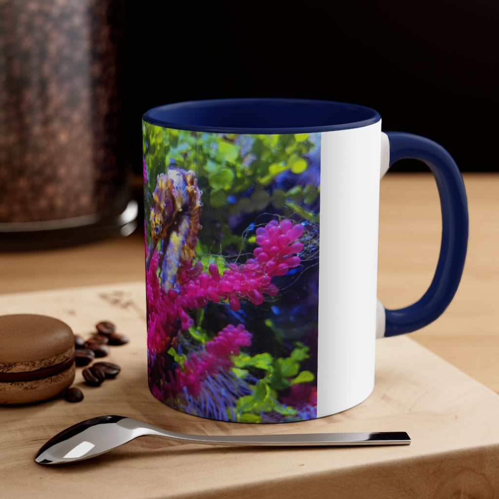 Seahorse Accent Coffee Mug with colorful interior and C-handle, showcasing a vibrant two-tone design.