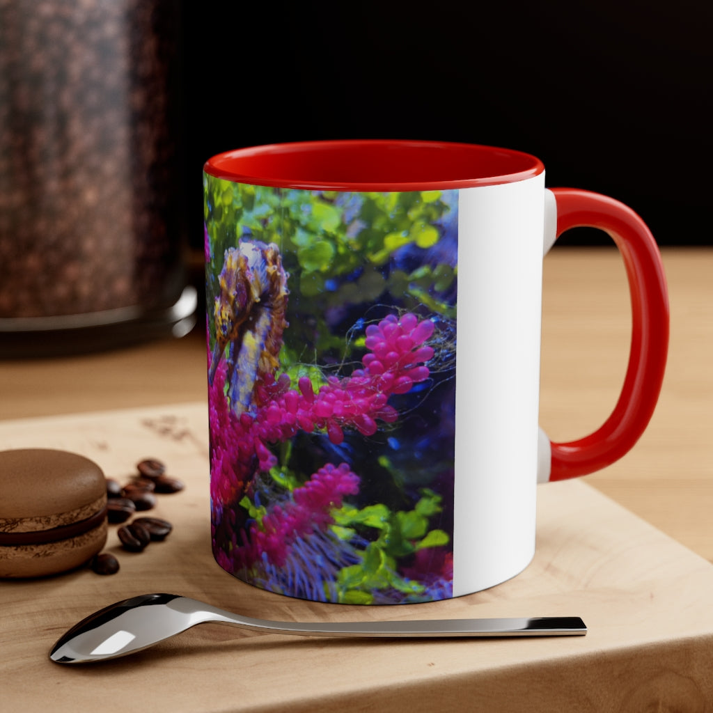 Seahorse Accent Coffee Mug with colorful interior and C-handle, showcasing a vibrant two-tone design.