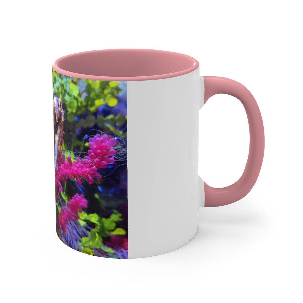 Seahorse Accent Coffee Mug with colorful interior and C-handle, showcasing a vibrant two-tone design.