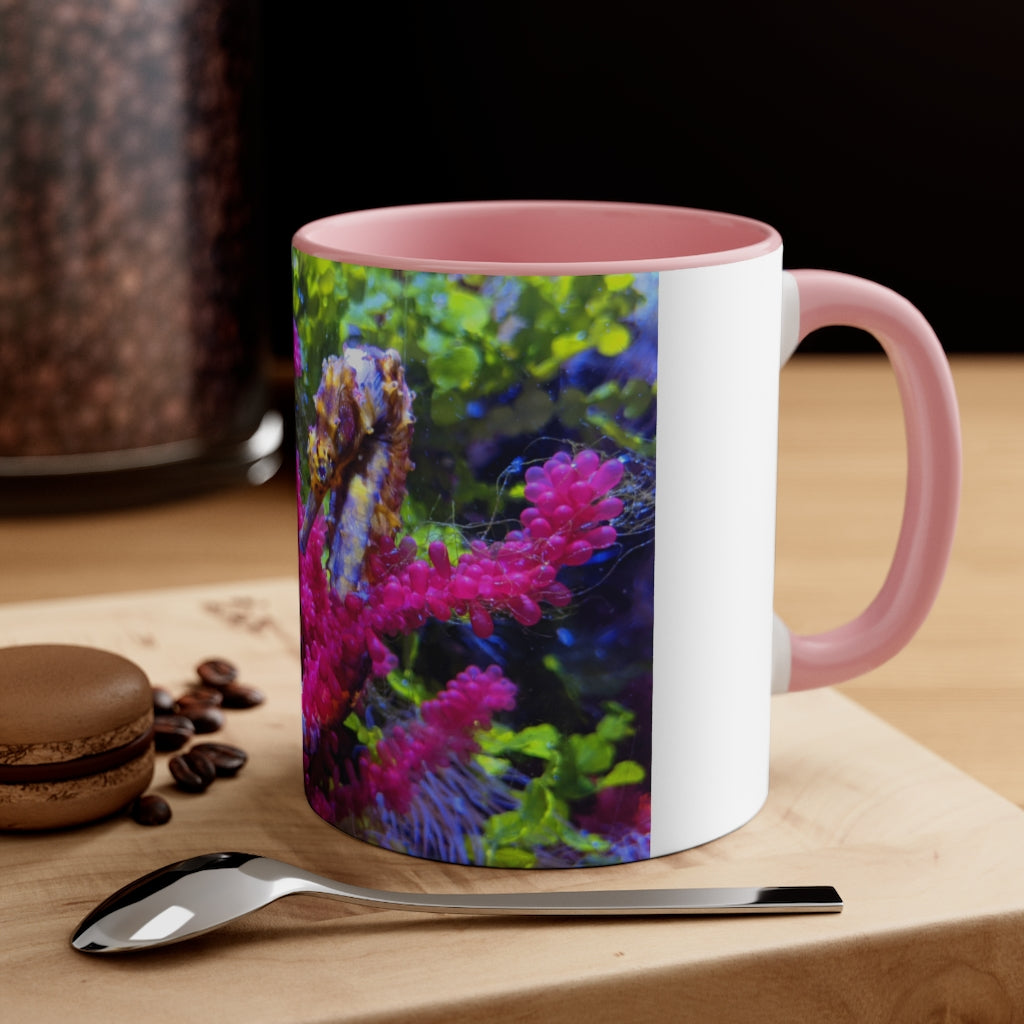 Seahorse Accent Coffee Mug with colorful interior and C-handle, showcasing a vibrant two-tone design.