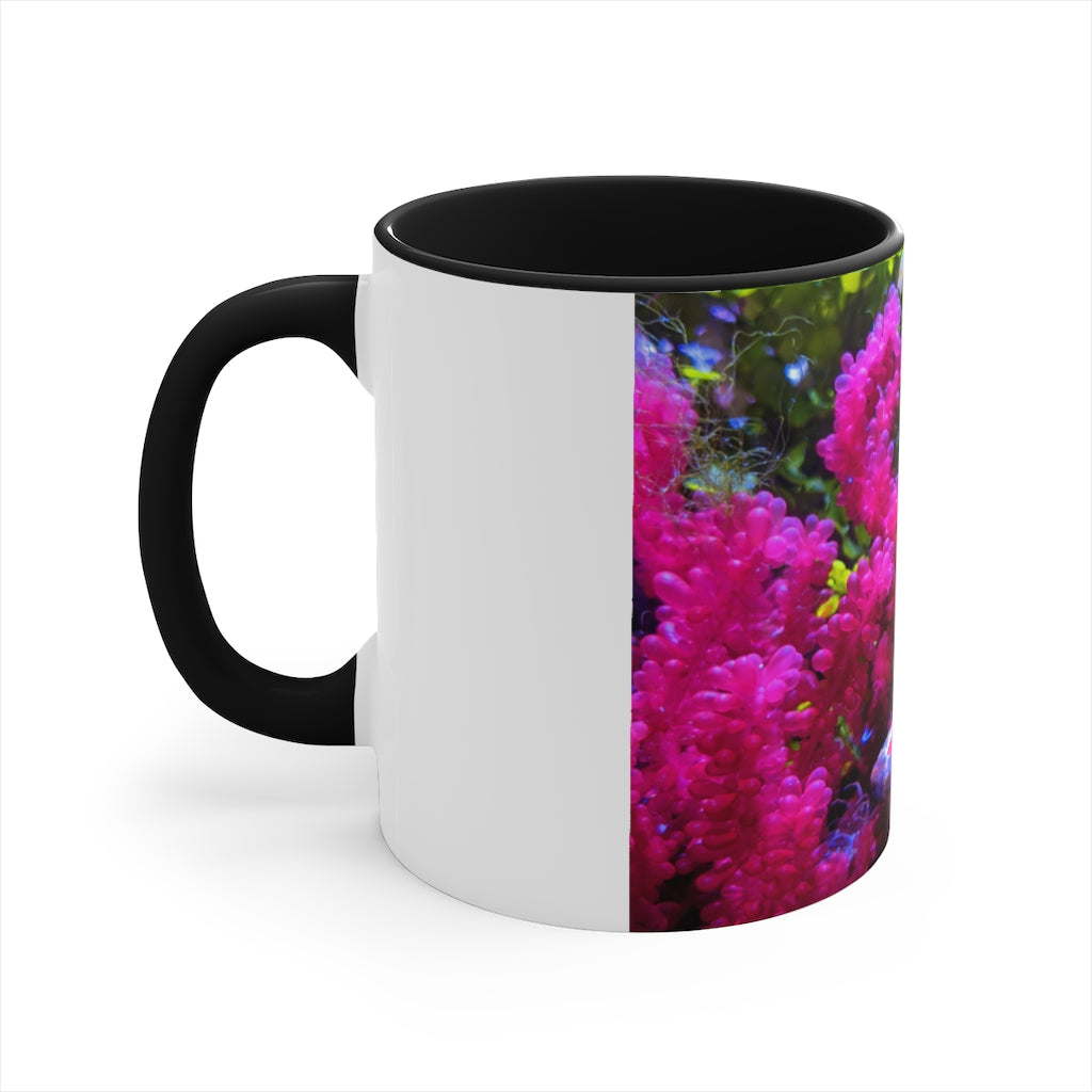 Seahorse Accent Coffee Mug with colorful interior and C-handle, showcasing a vibrant two-tone design.