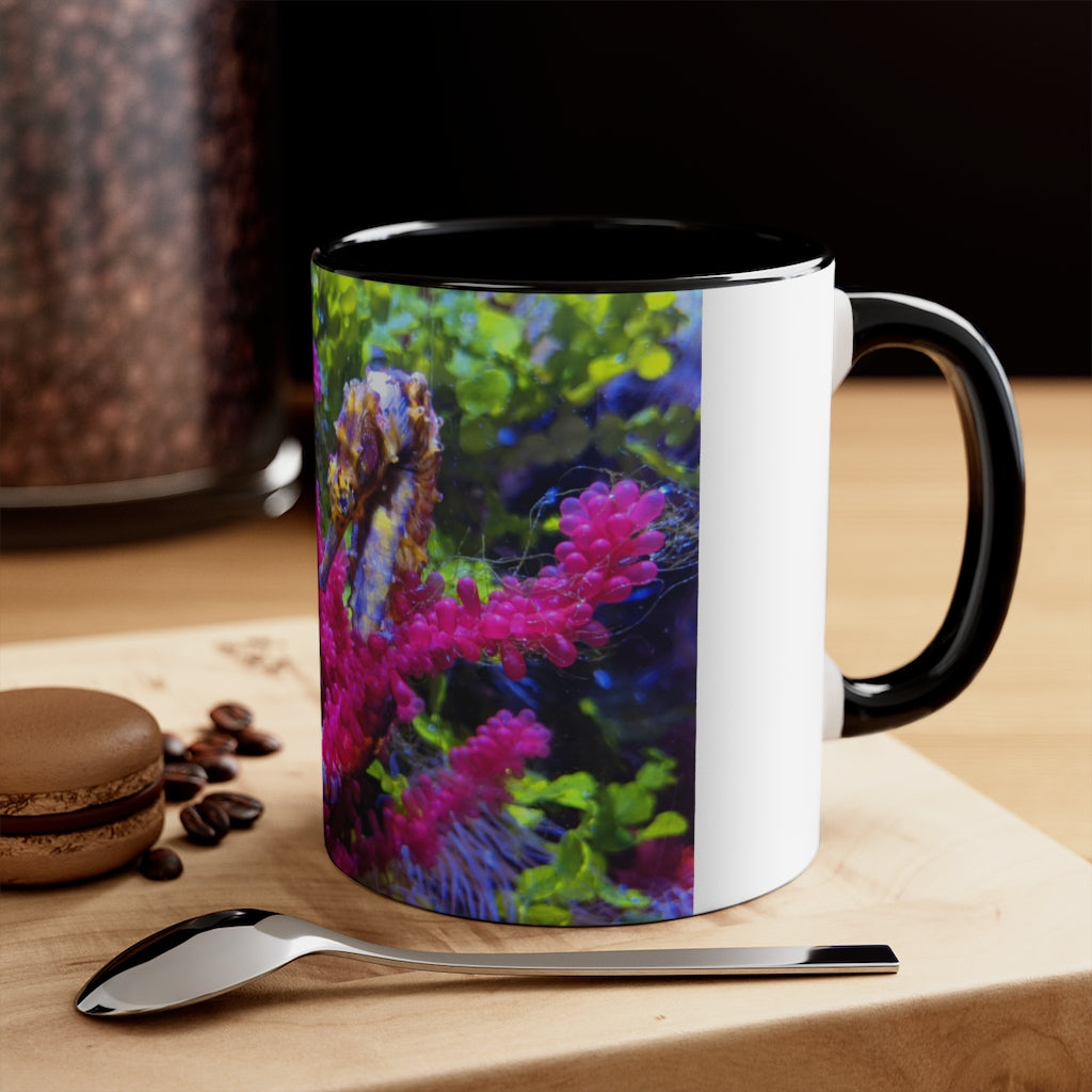 Seahorse Accent Coffee Mug with colorful interior and C-handle, showcasing a vibrant two-tone design.