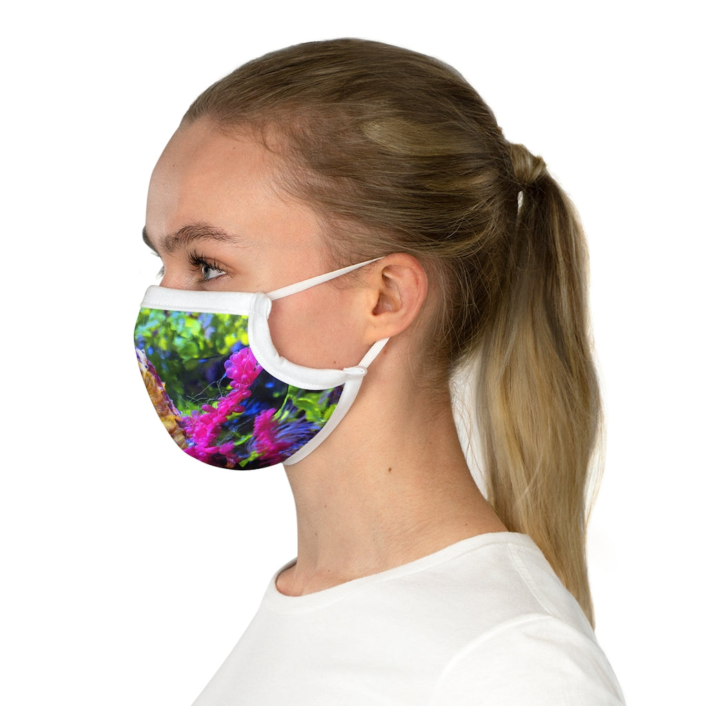 Seahorse Cotton Face Mask featuring a unique seahorse design, made from 100% cotton with adjustable earloops and nose wire.