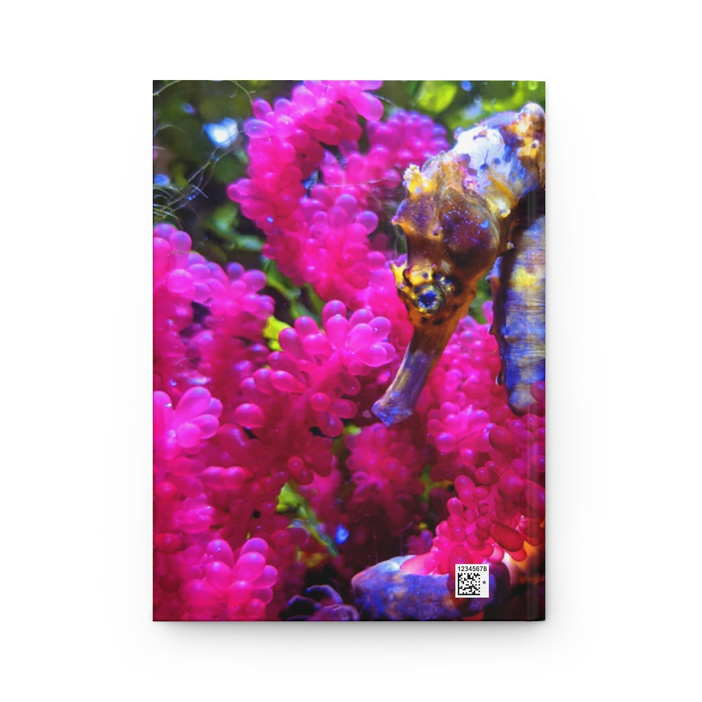 Seahorse Hardcover Journal Matte with customizable cover and lined pages, showcasing its elegant design and durable construction.