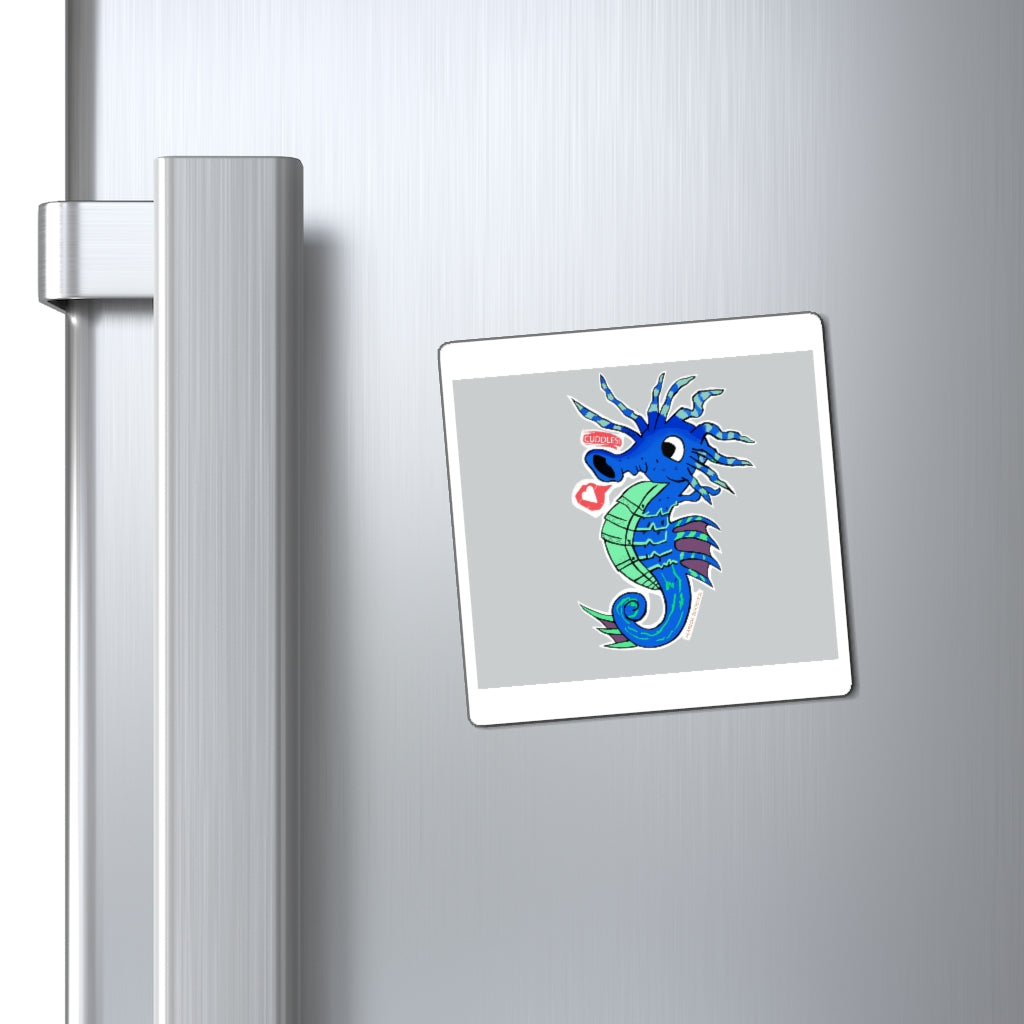 A collection of colorful seahorse magnets on a metallic surface, showcasing their strong hold and vibrant designs.