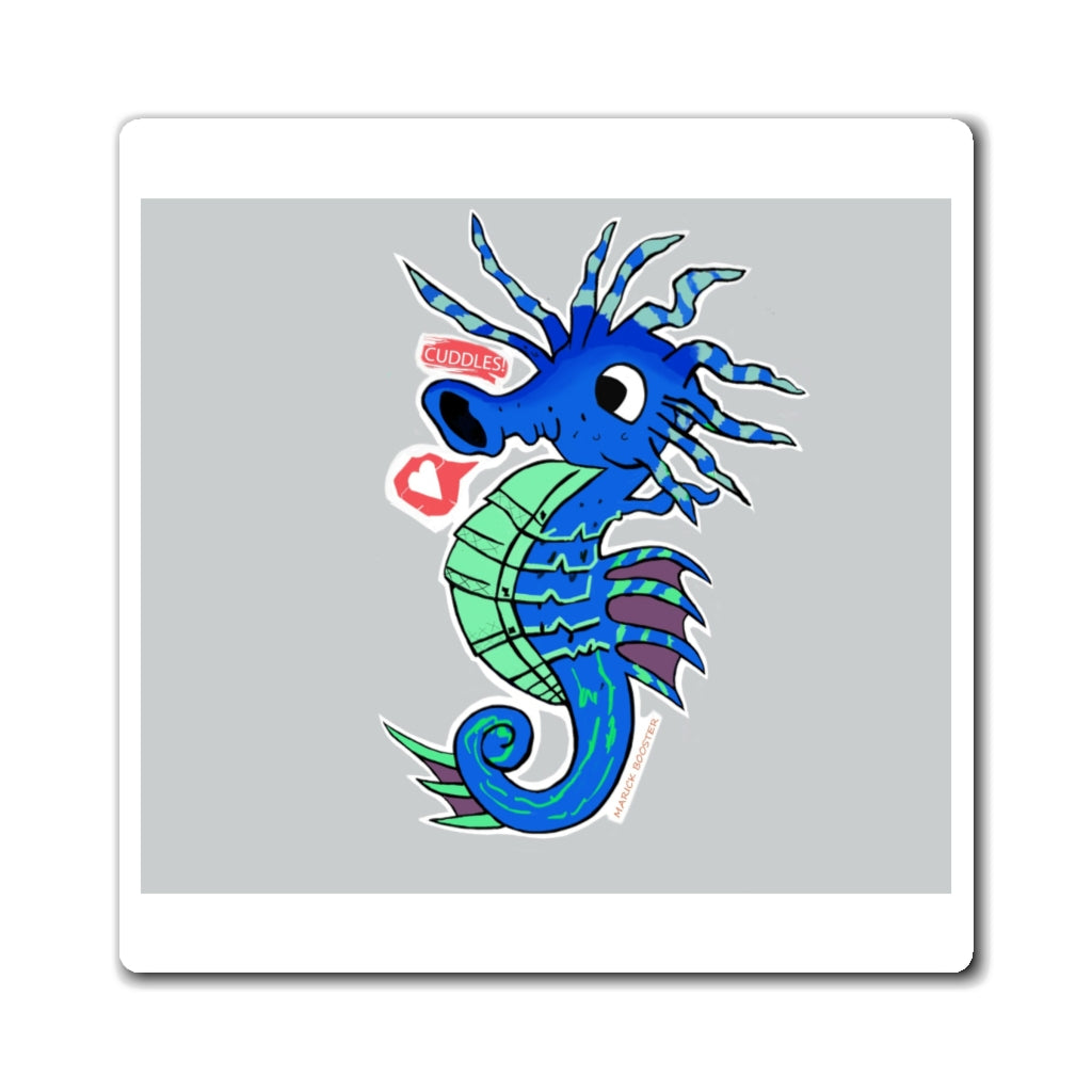 A collection of colorful seahorse magnets on a metallic surface, showcasing their strong hold and vibrant designs.