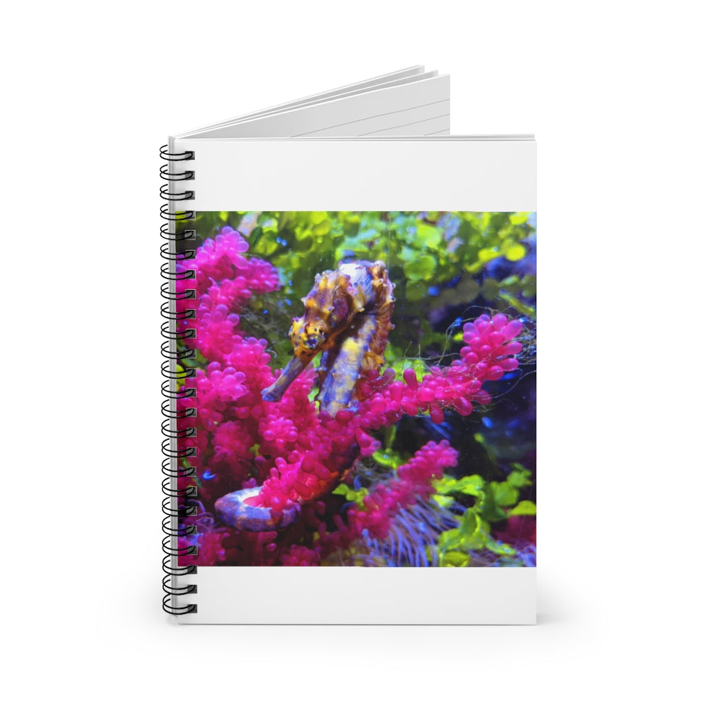 Seahorse Spiral Notebook with ruled line pages and a vibrant cover design featuring a seahorse.