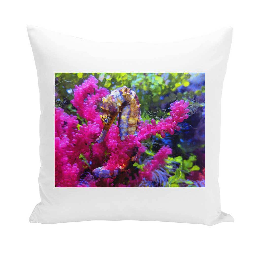 Seahorse throw pillows in various styles and colors, showcasing unique designs and high-quality materials.