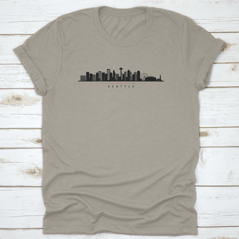 Seattle Skyline Horizontal Banner showcasing a black and white silhouette of the city, perfect for home or office decor.