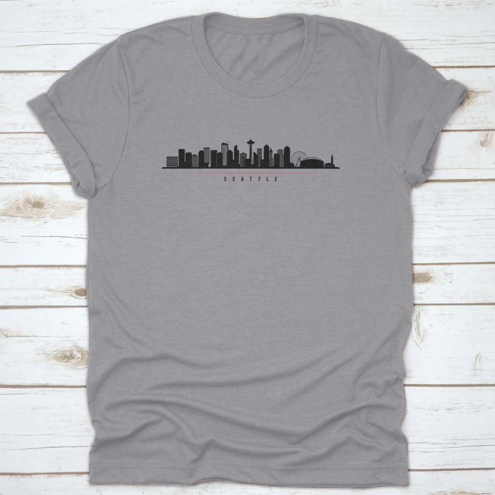 Seattle Skyline Horizontal Banner showcasing a black and white silhouette of the city, perfect for home or office decor.