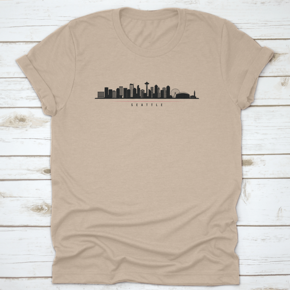 Seattle Skyline Horizontal Banner showcasing a black and white silhouette of the city, perfect for home or office decor.