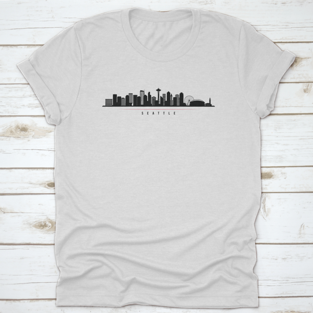 Seattle Skyline Horizontal Banner showcasing a black and white silhouette of the city, perfect for home or office decor.