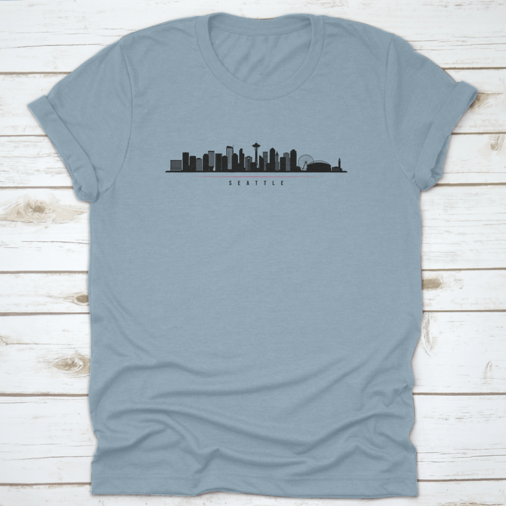 Seattle Skyline Horizontal Banner showcasing a black and white silhouette of the city, perfect for home or office decor.