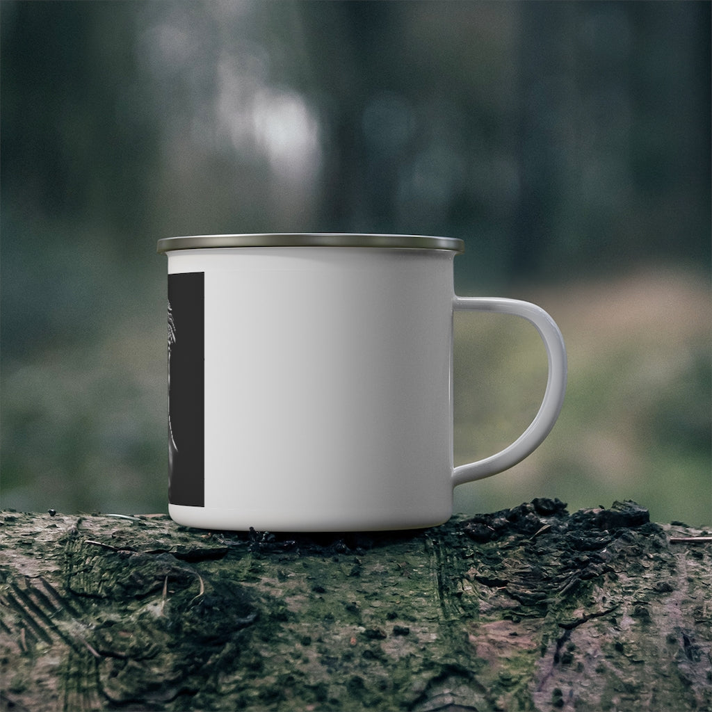 Serpent Enamel Camping Mug with a stylish design, featuring a C-handle and rounded corners, perfect for outdoor adventures.