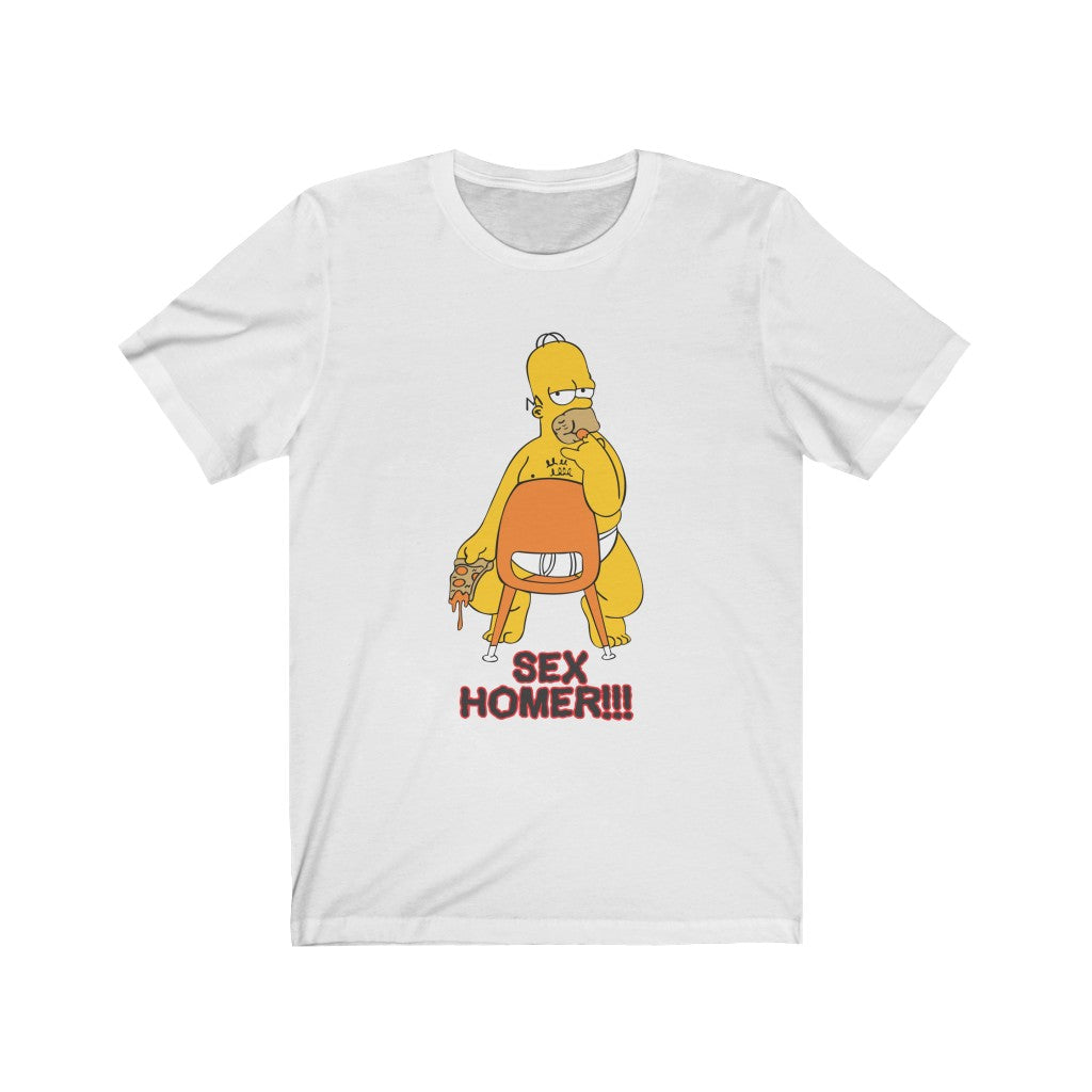 A stylish Sex Homer Popculture Graphic T-Shirt made from soft cotton, featuring a vibrant vinyl print design.