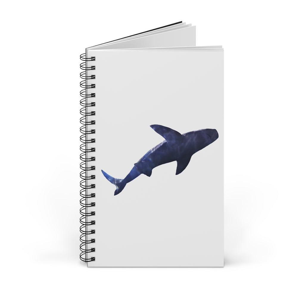 Shark Spiral Journal featuring a stylish front cover, spiral binding, and 80 single pages in various styles.