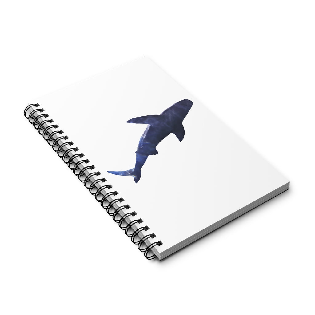 Shark Spiral Journal featuring a stylish front cover, spiral binding, and 80 single pages in various styles.