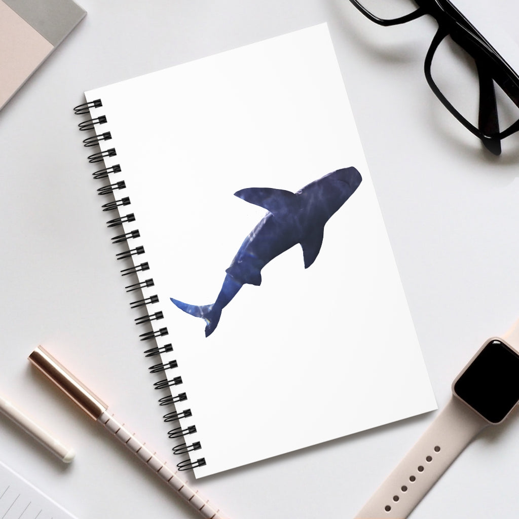 Shark Spiral Journal featuring a stylish front cover, spiral binding, and 80 single pages in various styles.